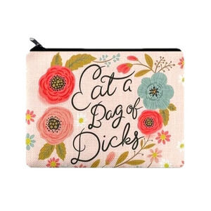 Cursive handwriting cute handbag clutch womens coin purse makeup bag funny women